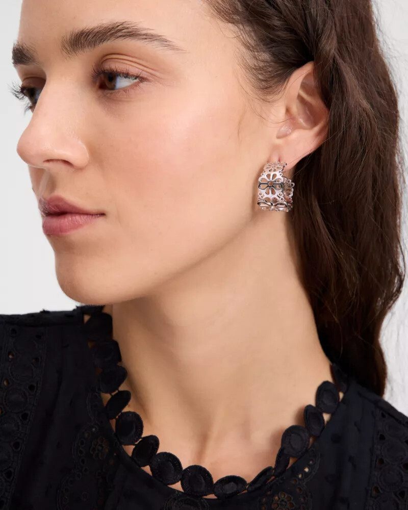 spade flower lace hoops silver