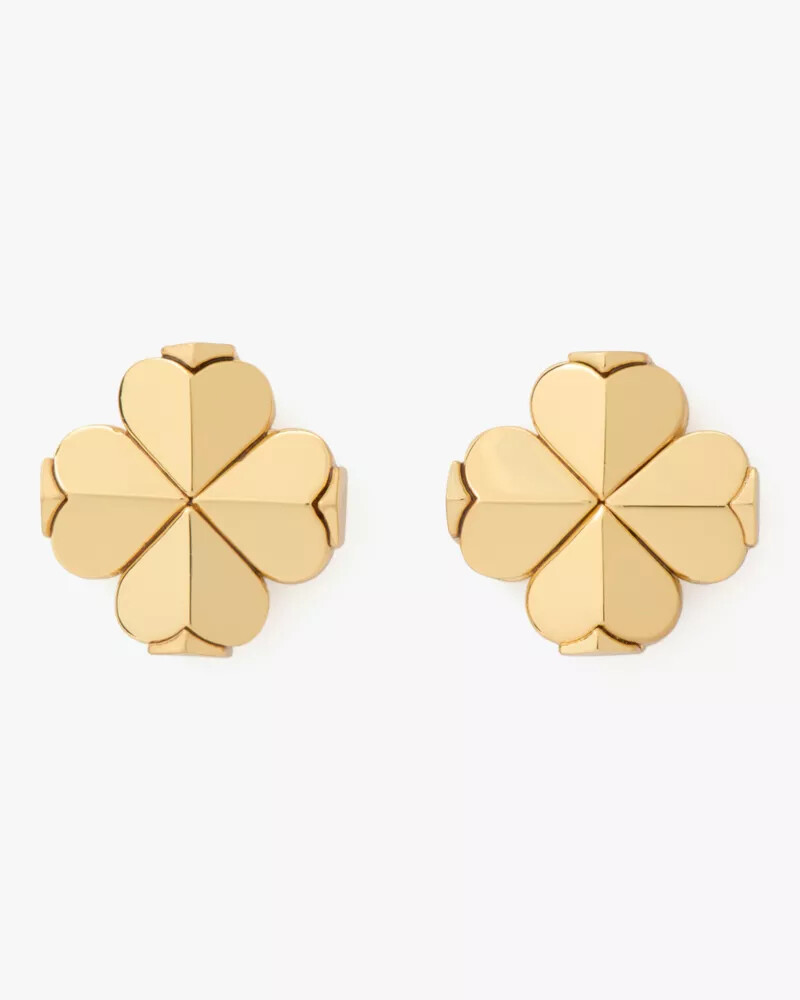 spade flower studs gold