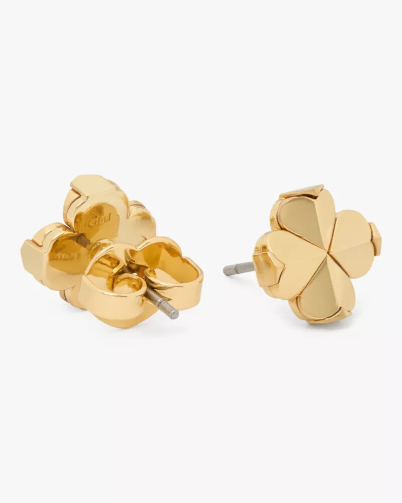 spade flower studs gold