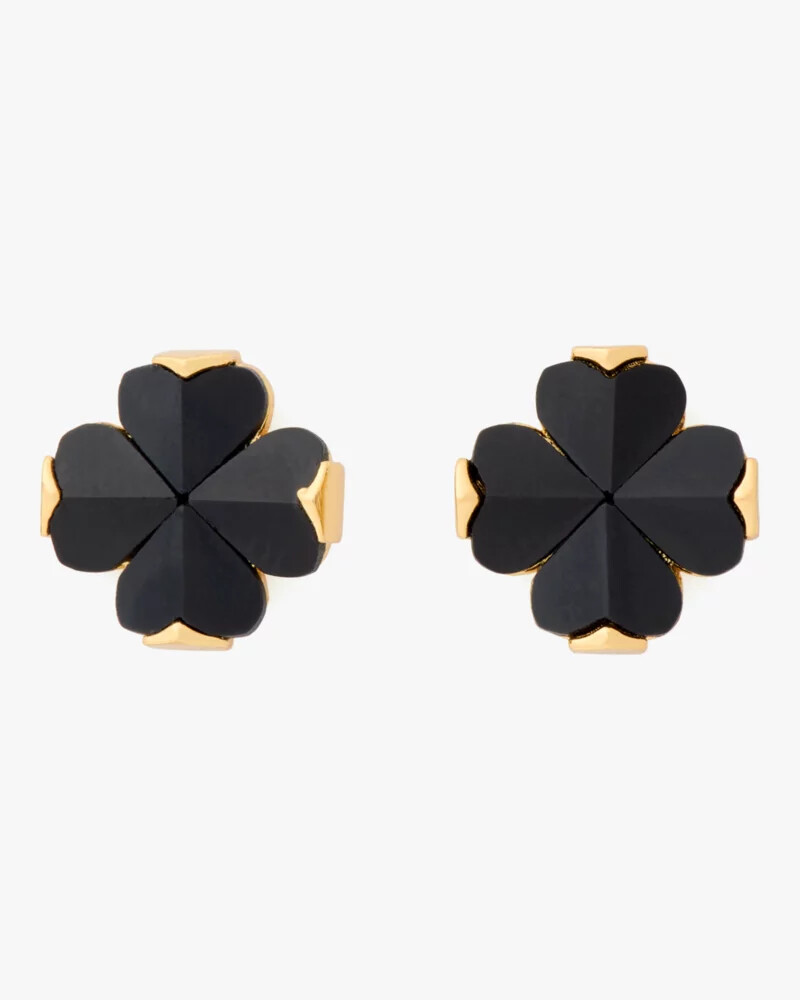 spade flower studs black