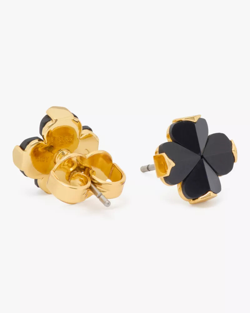 spade flower studs black