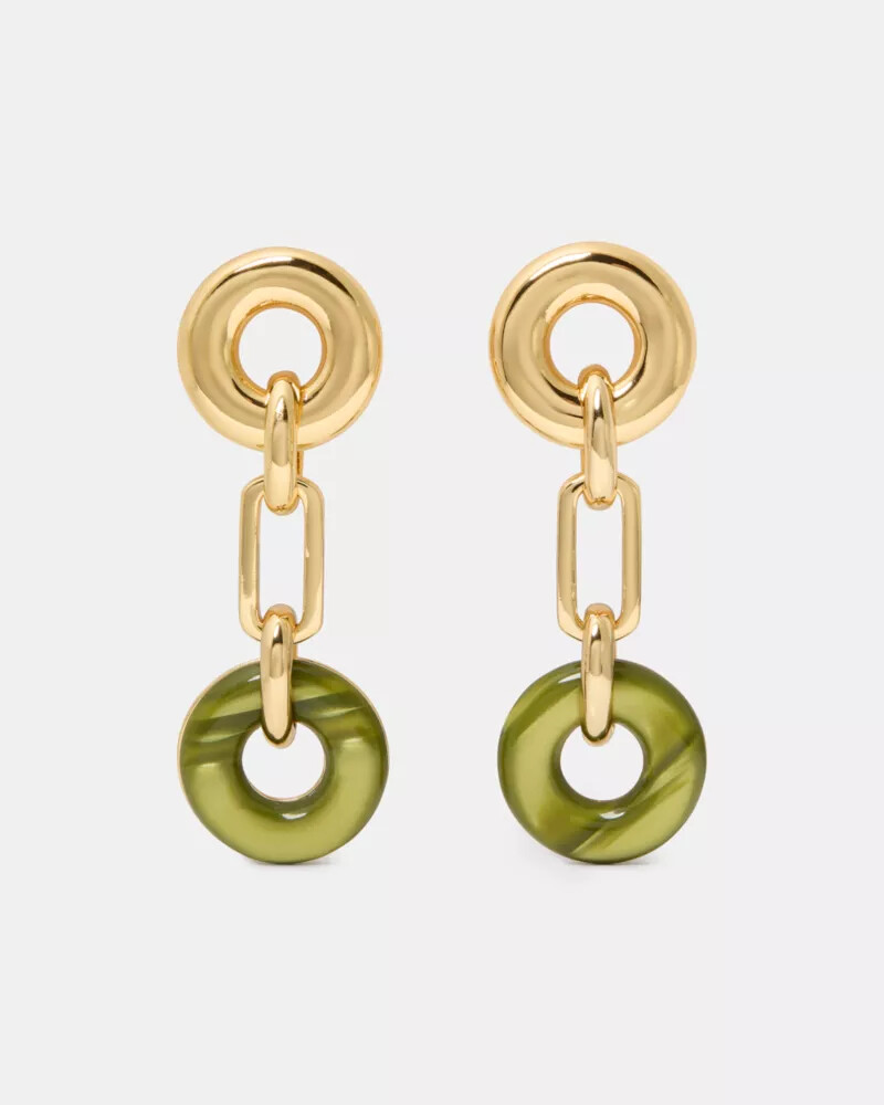 interlock linear earrings light green