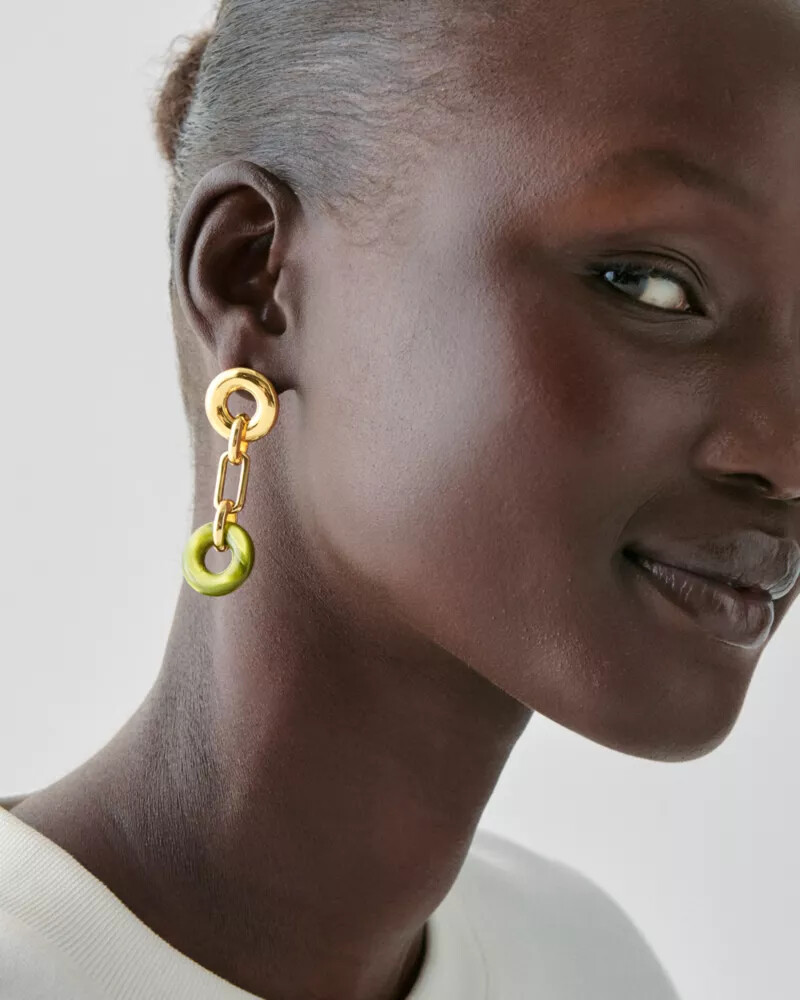 interlock linear earrings light green