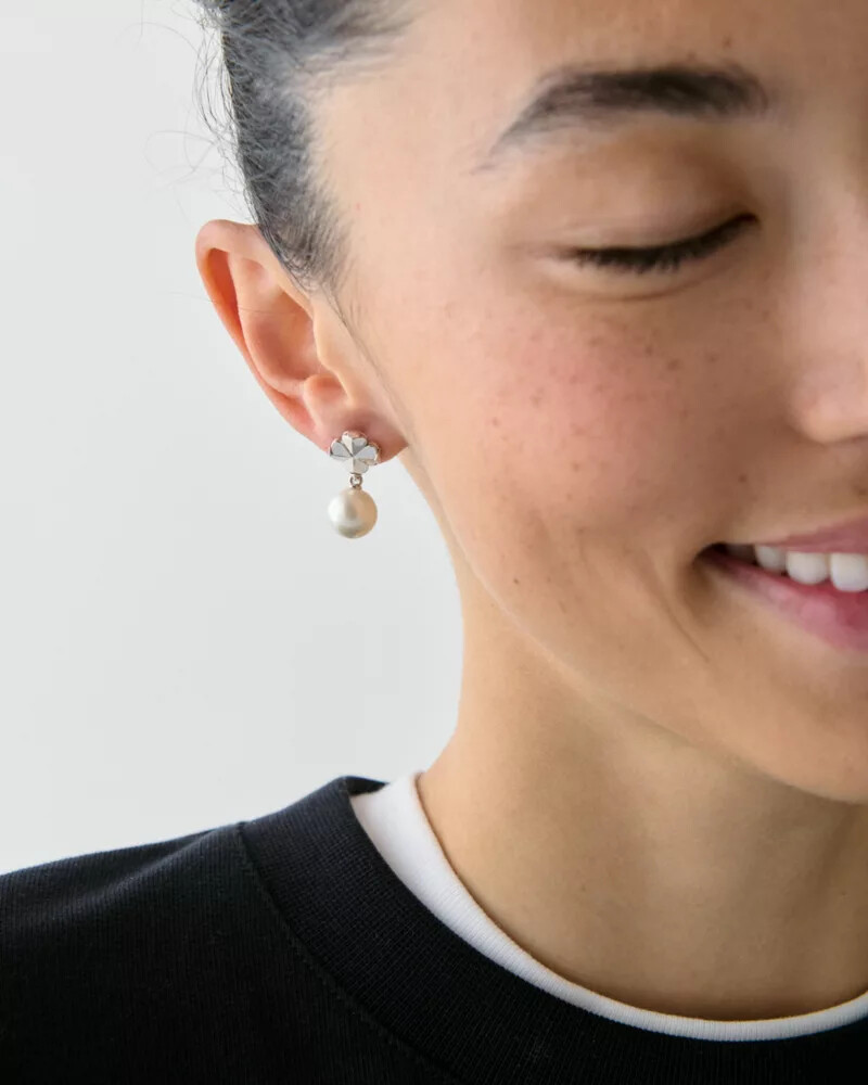 spade flower pearl drop earrings multi