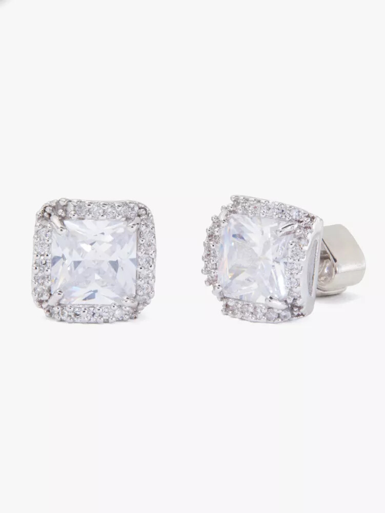 that sparkle princess cut large studs silver