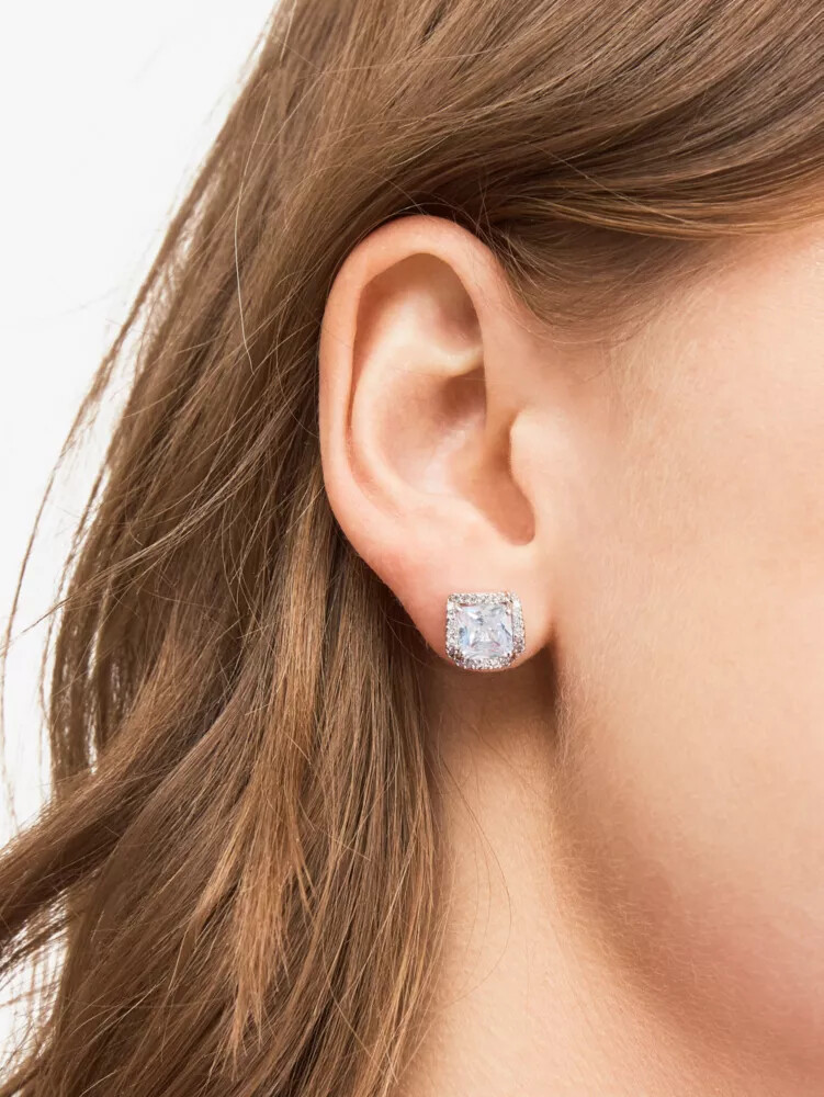 that sparkle princess cut large studs silver