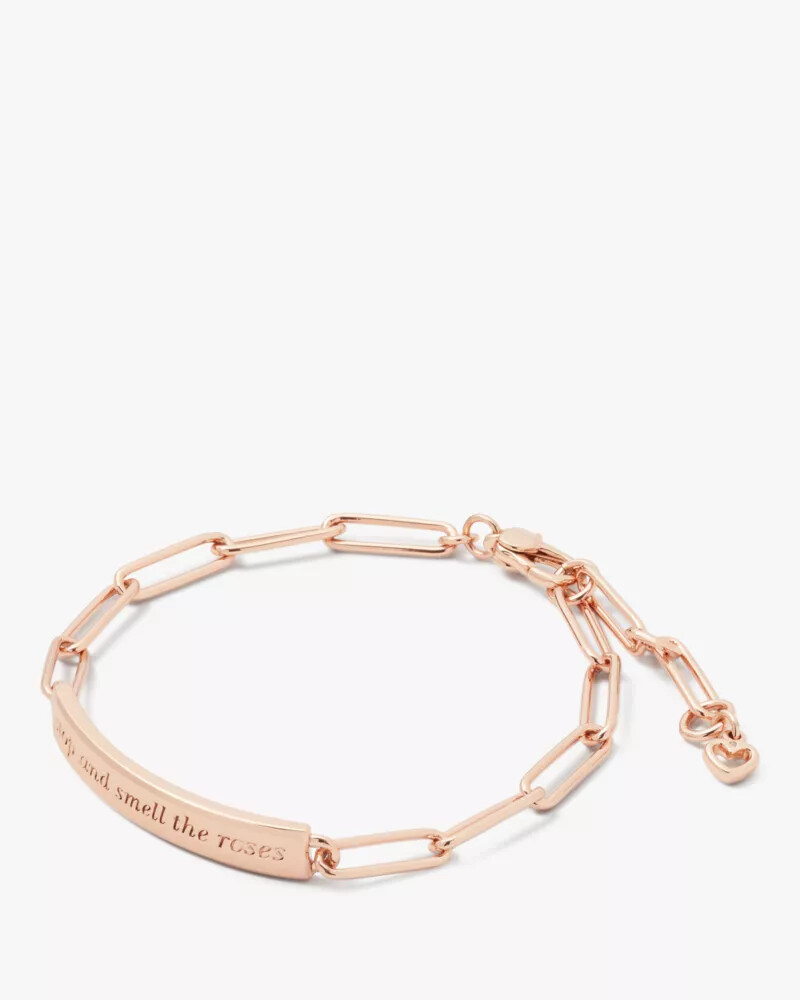 stop and smell the roses id bracelet rosegold