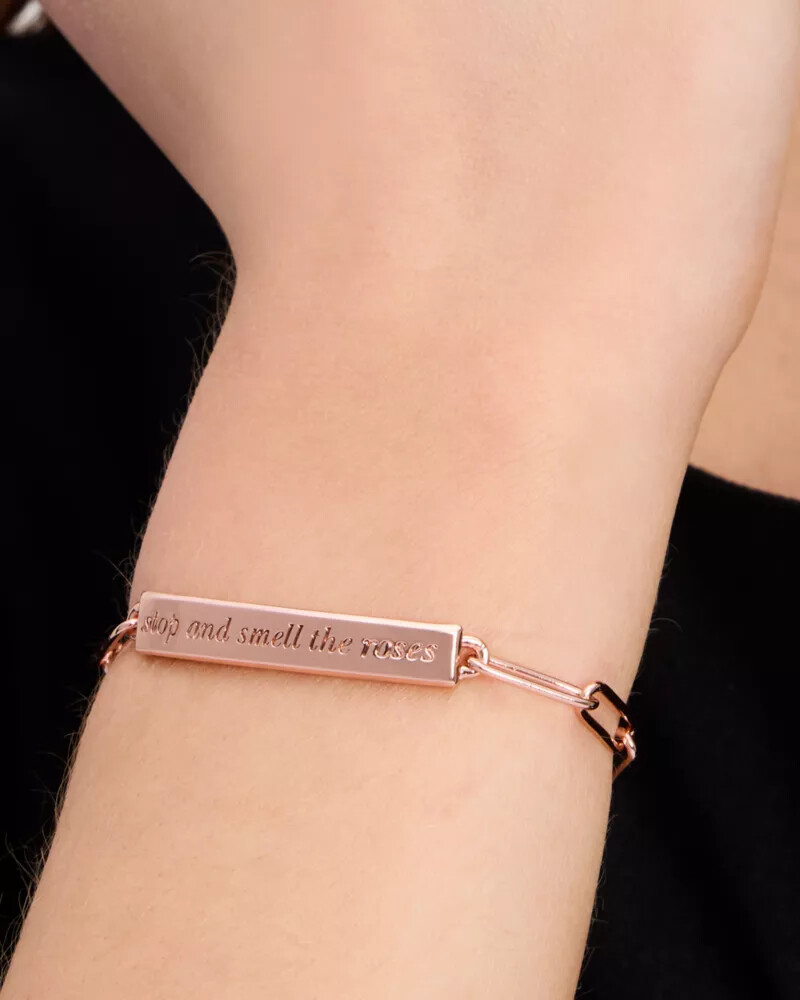stop and smell the roses id bracelet rosegold