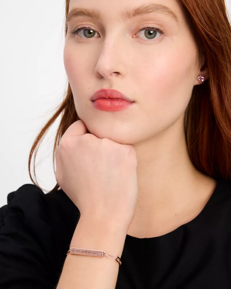 stop and smell the roses id bracelet rosegold