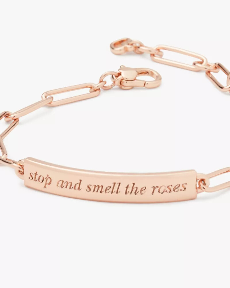 stop and smell the roses id bracelet rosegold