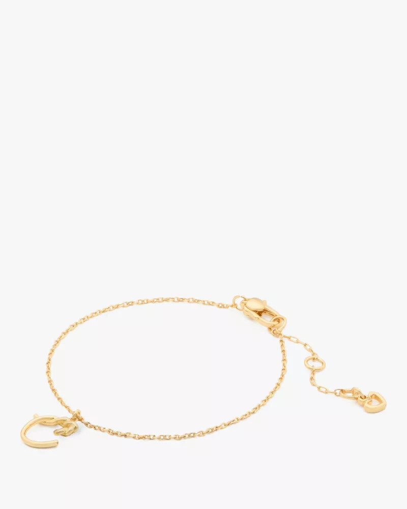 initial script bracelet gold