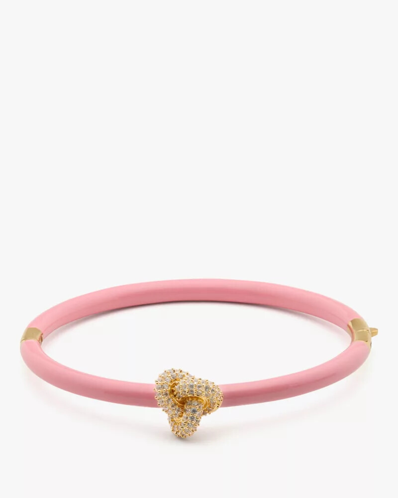 double knot pave hinged bangle apricot cream