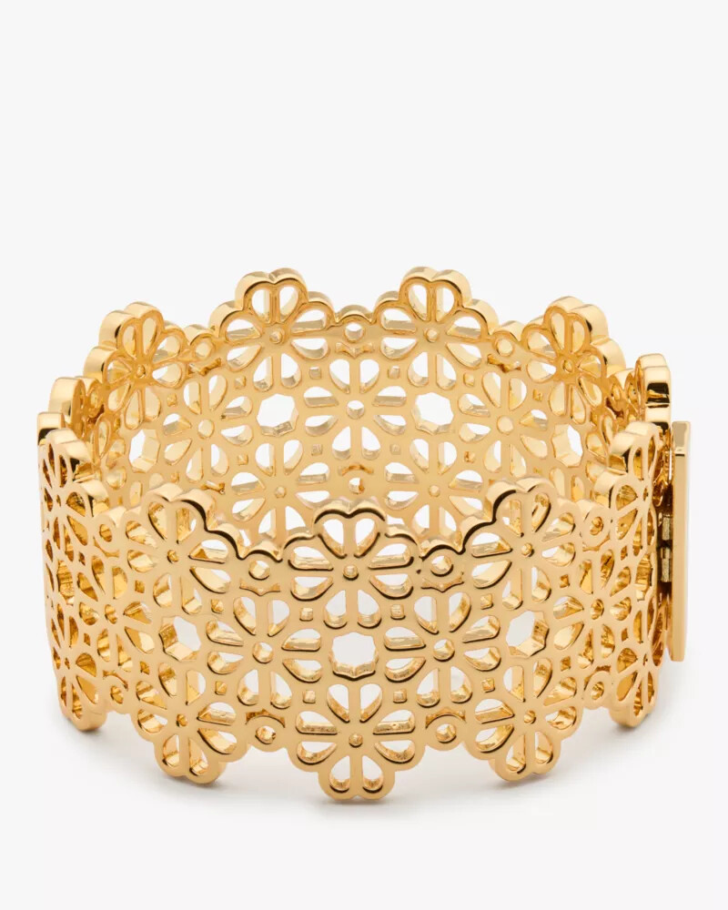 spade flower lace statement bangle gold
