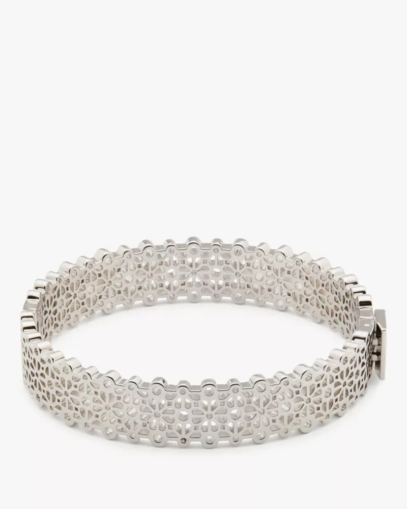 spade flower lace thin bangle silver