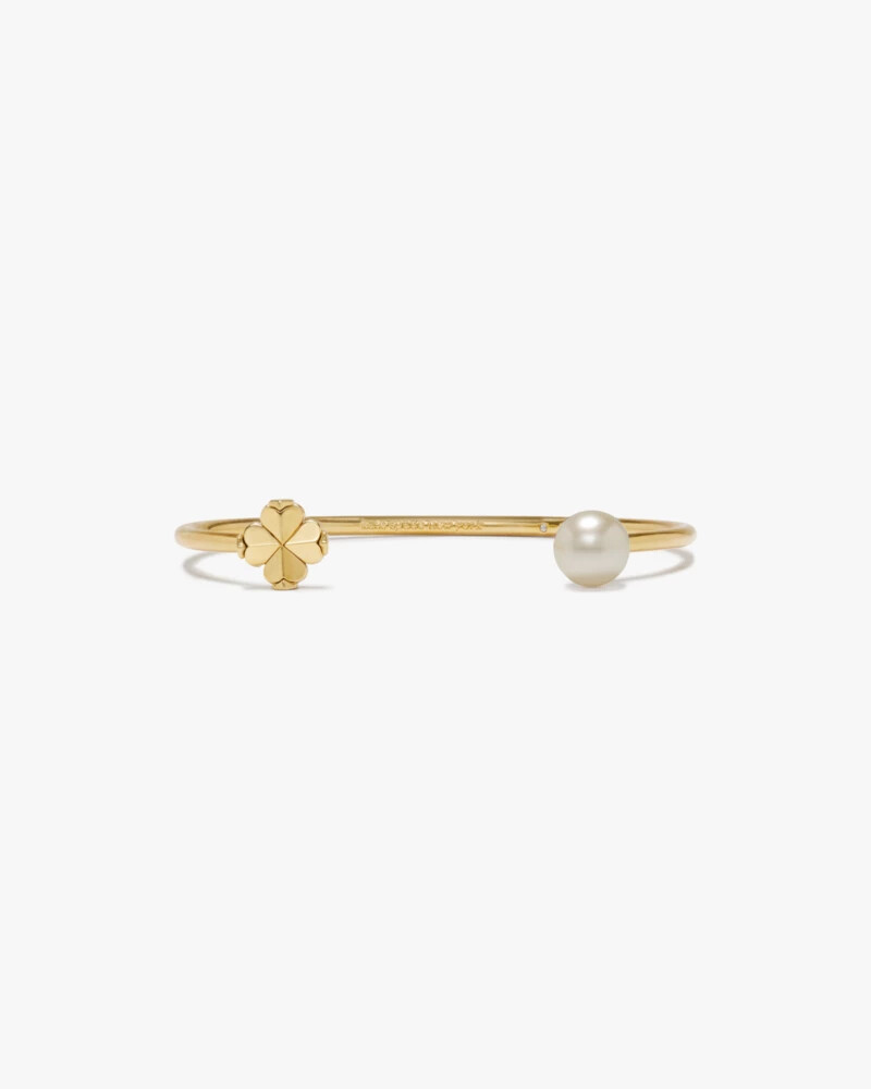 spade flower pearl cuff white gold