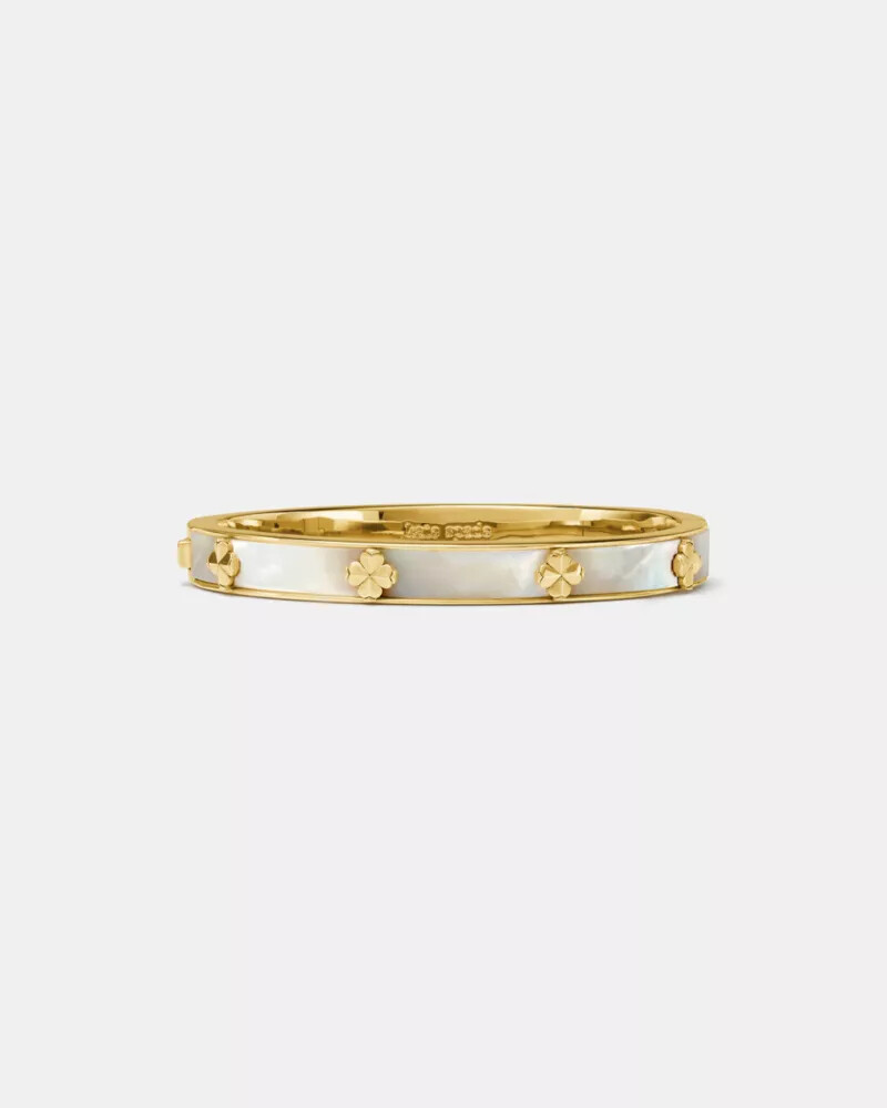 spade flower hinged bangle mother of pearl