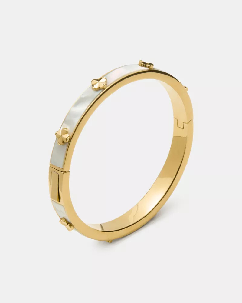 spade flower hinged bangle mother of pearl