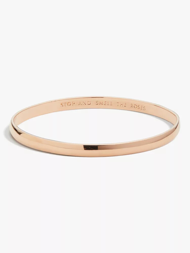 stop and smell the roses idiom bangle rose gold