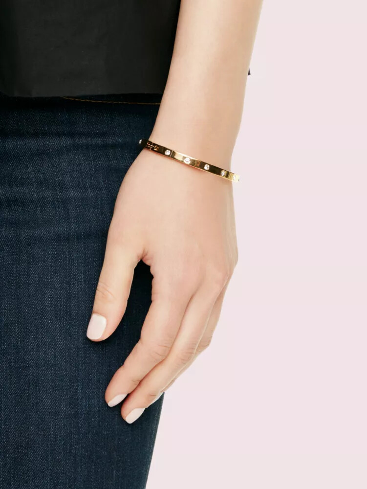 set in stone hinged gold bangle multi