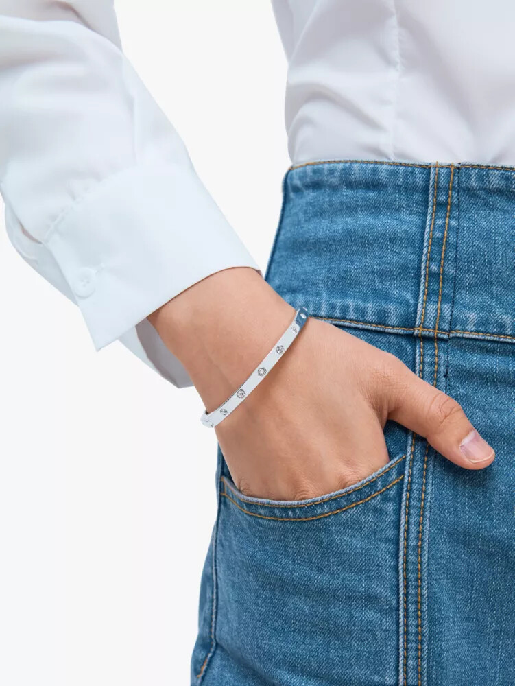 set in stone hinged silver bangle multi