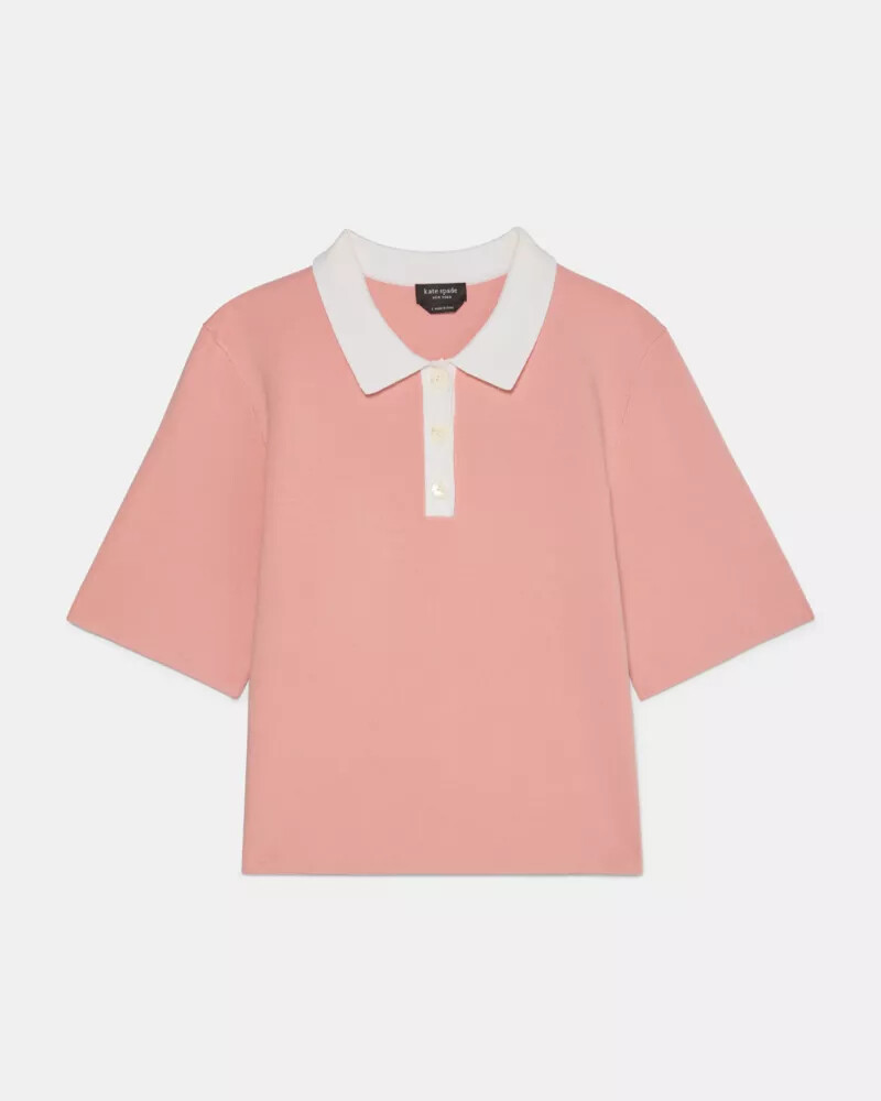 cropped polo sweater serene pink