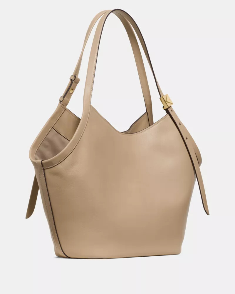deco tulip tote timeless taupe