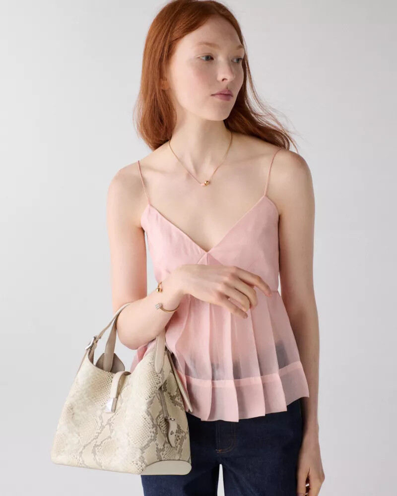 deco snake embossed crossbody tote bag neutral multi