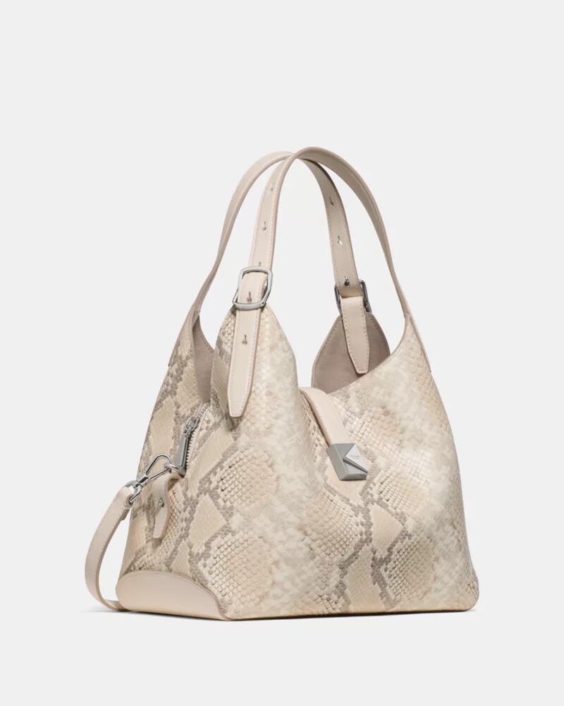 deco snake embossed crossbody tote bag neutral multi