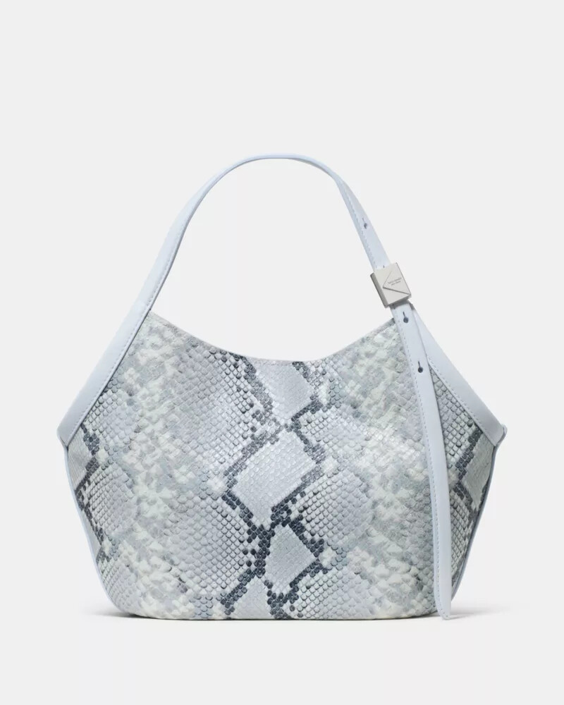 deco snake embossed small tulip tote bag pale sapphirine