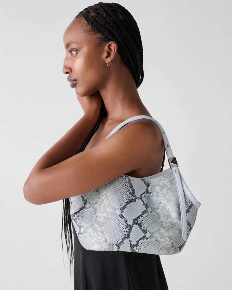 deco snake embossed small tulip tote bag pale sapphirine