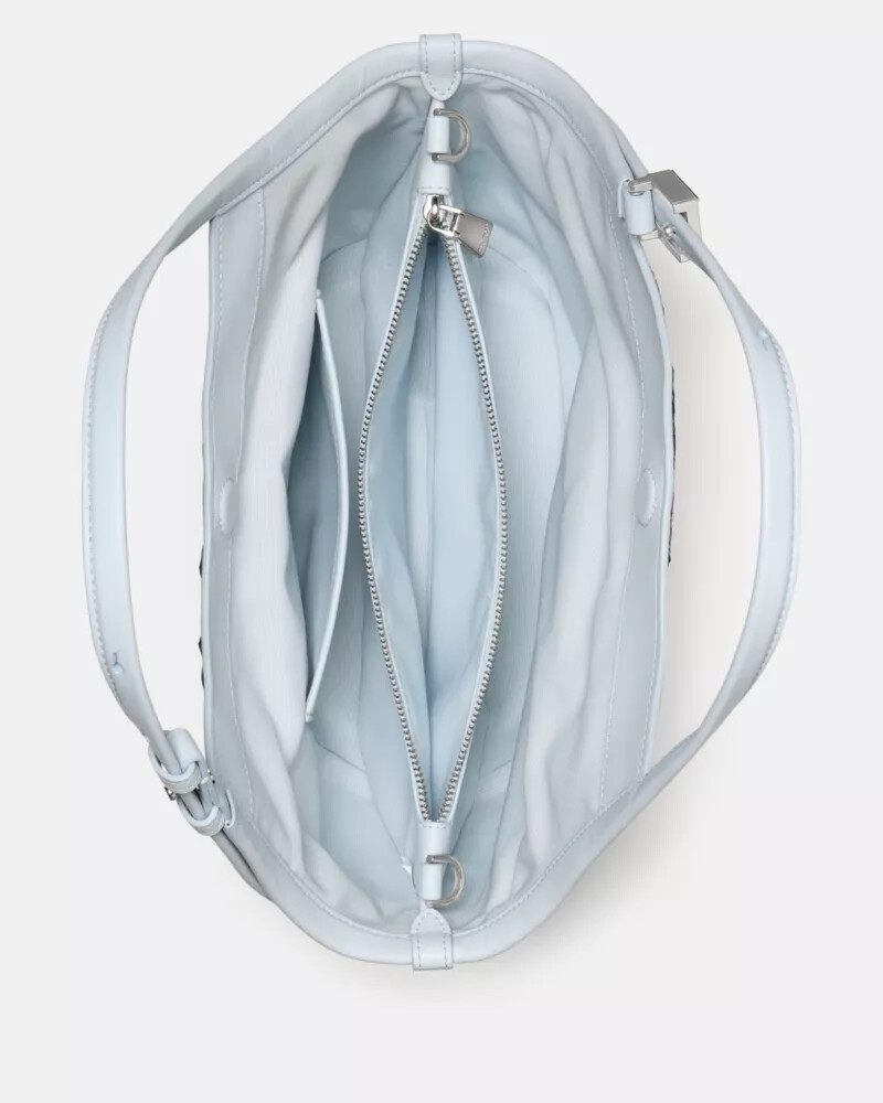 deco snake embossed small tulip tote bag pale sapphirine