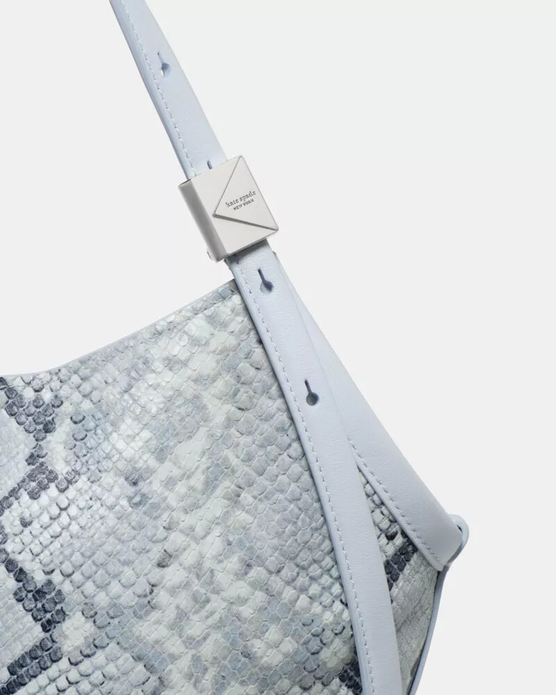 deco snake embossed small tulip tote bag pale sapphirine