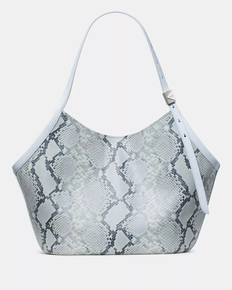 deco snake embossed tulip tote bag pale sapphirine