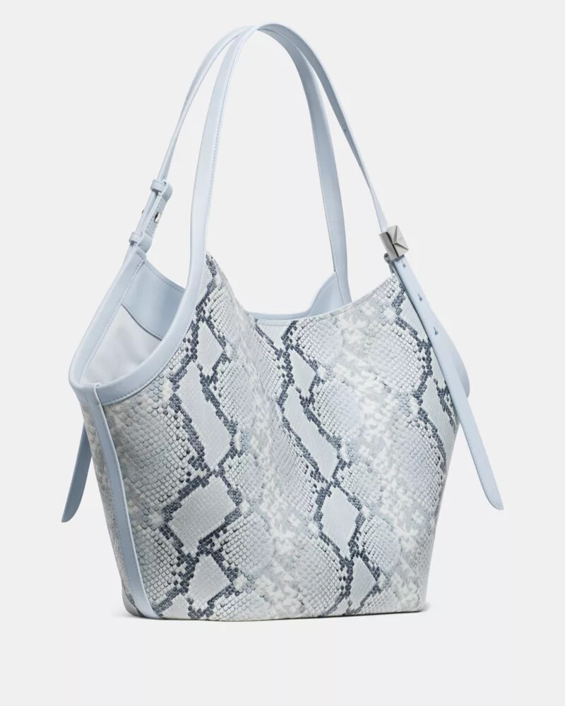deco snake embossed tulip tote bag pale sapphirine