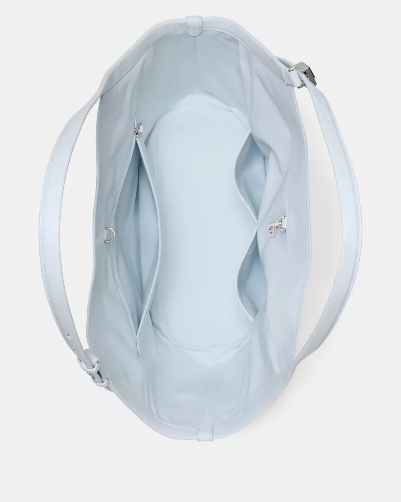 deco snake embossed tulip tote bag pale sapphirine