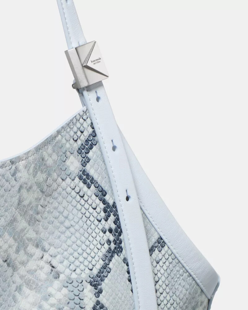 deco snake embossed tulip tote bag pale sapphirine