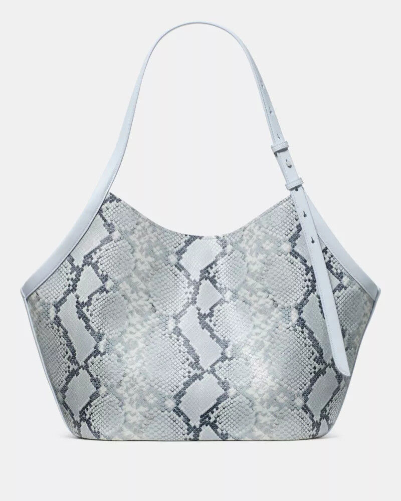 deco snake embossed tulip tote bag pale sapphirine
