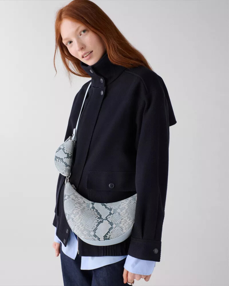 duo snake embossed crossbody bag pale sapphirine