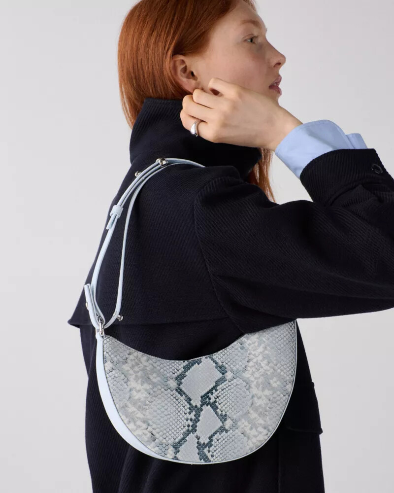 duo snake embossed crossbody bag pale sapphirine