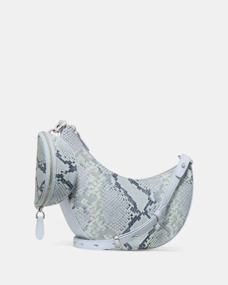 duo snake embossed crossbody bag pale sapphirine