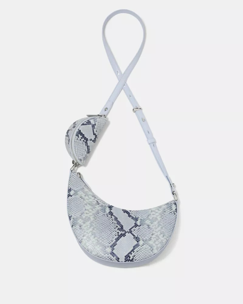 duo snake embossed crossbody bag pale sapphirine