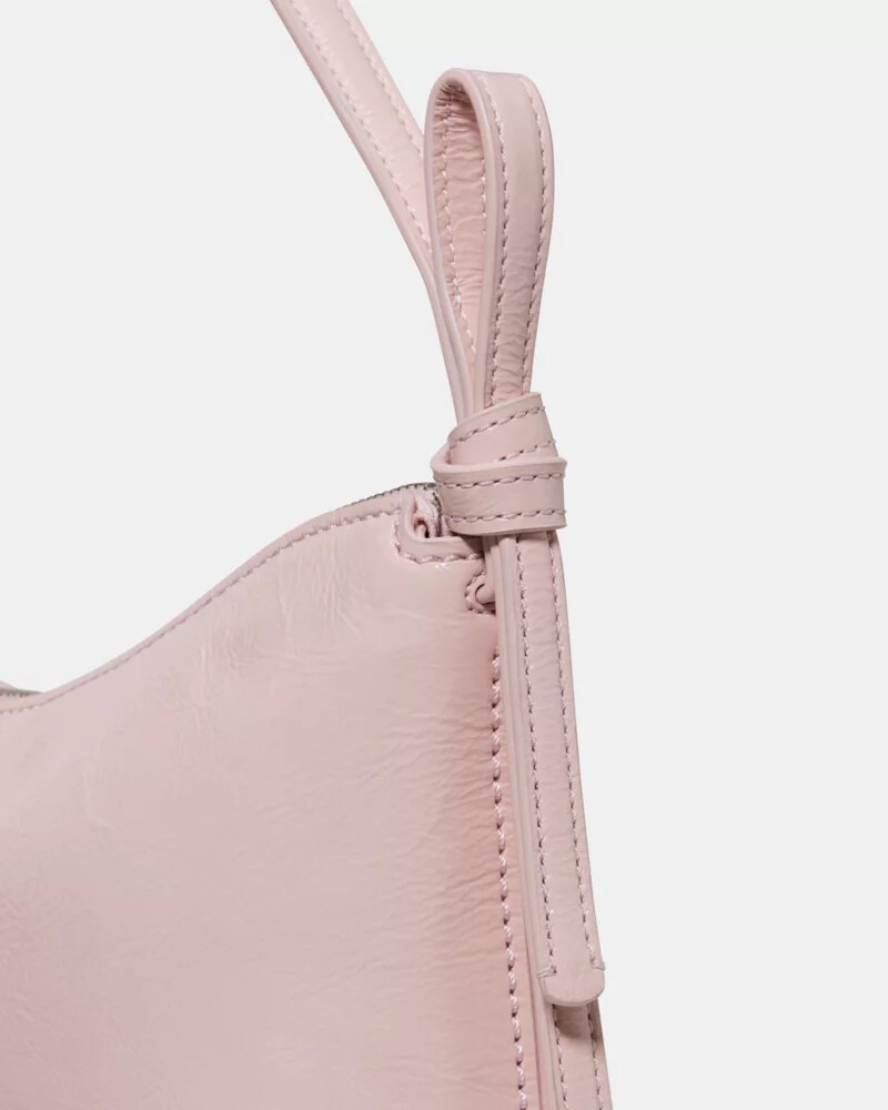 loop crinkle patent shoulder bag morning beach