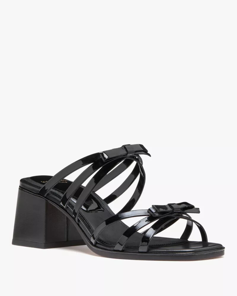 carolina patent block heel sandals black