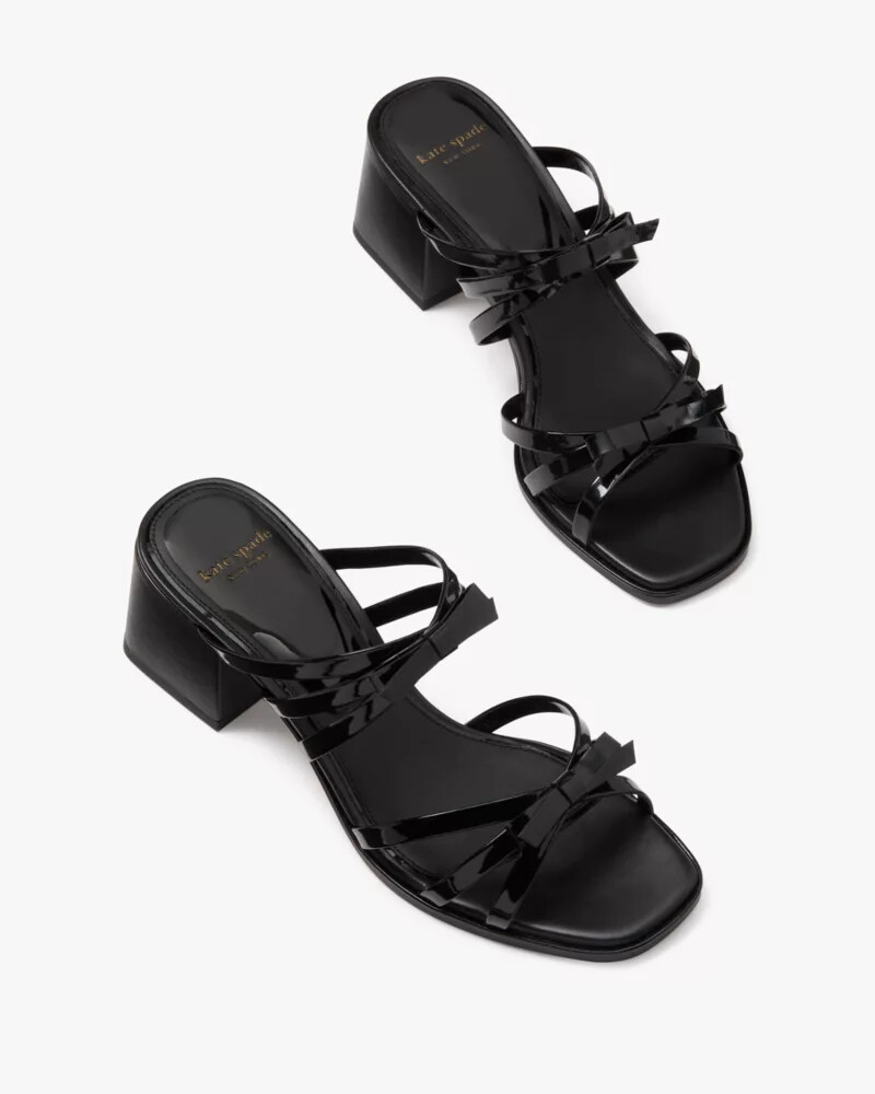 carolina patent block heel sandals black