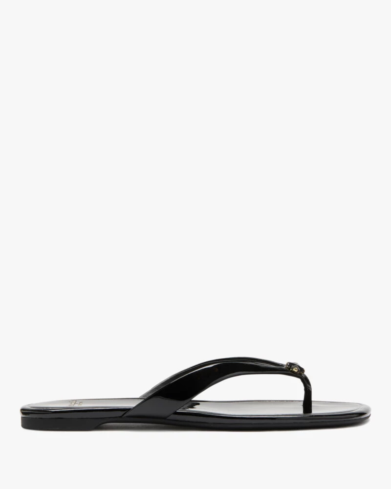 spade flower flip flop sandals black