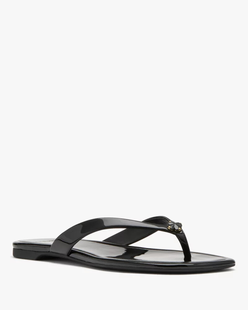 spade flower flip flop sandals black