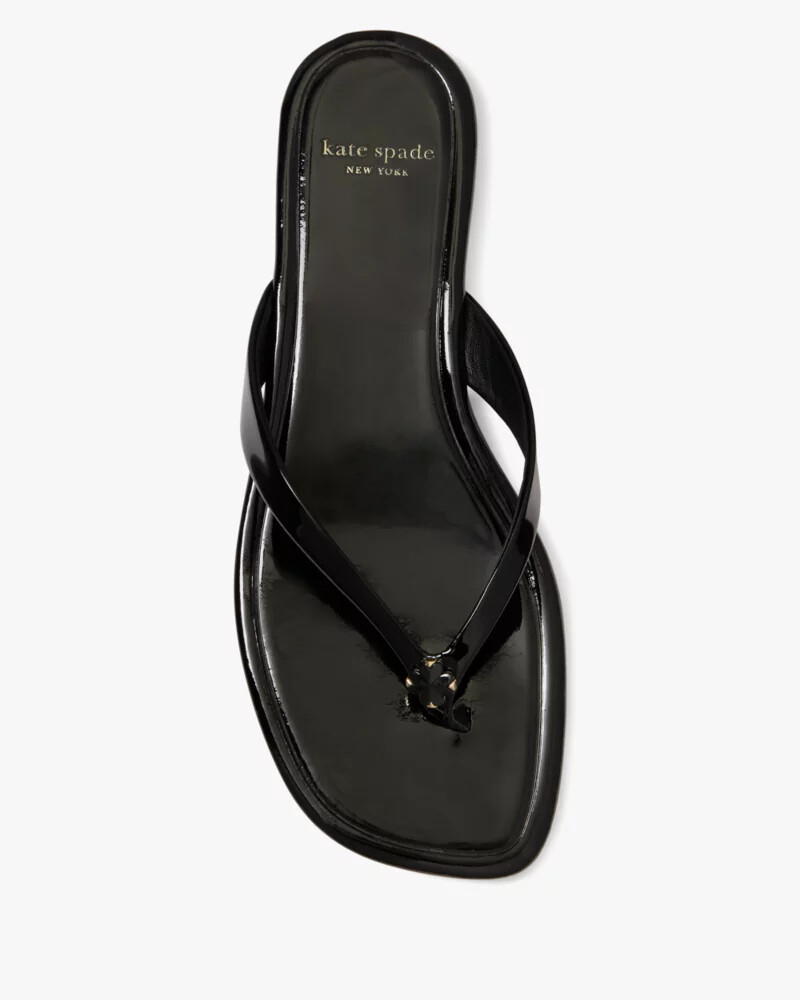 spade flower flip flop sandals black