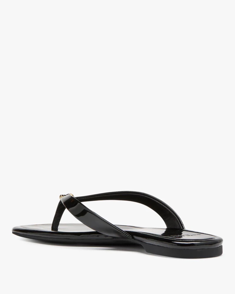 spade flower flip flop sandals black