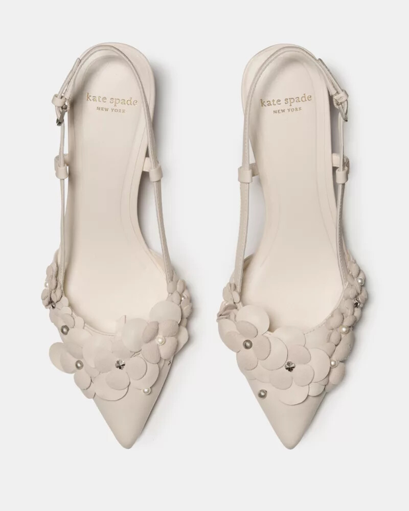spade flower garden slingback pump cashew milk