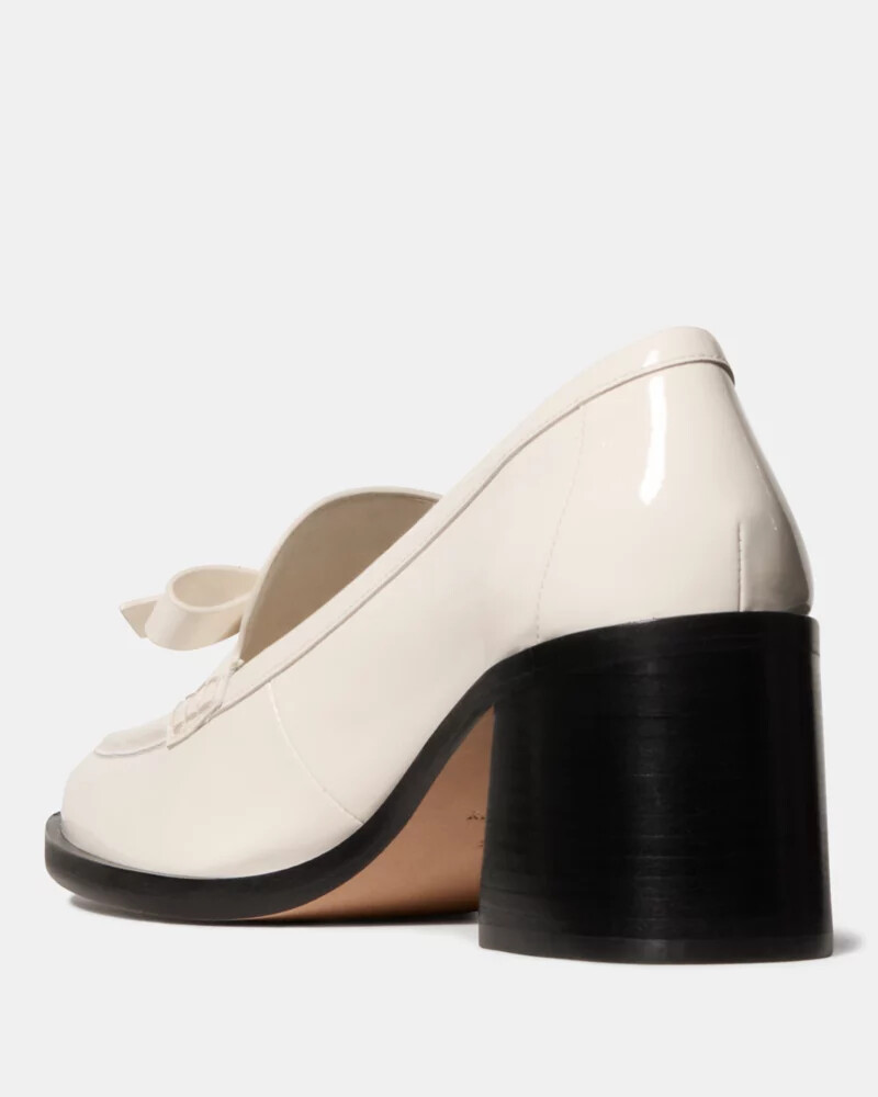 deco bow heeled loafer cashew milk